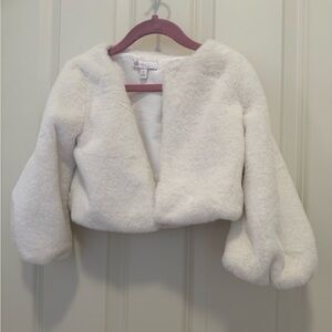 GB Girls Ivory Faux Fur Jacket